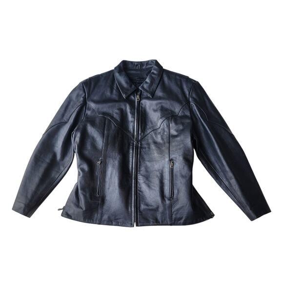 Wild Ride Women's Vintage Black Leather Fitted Motorcycle Jacket Lined 22 XL - Picture 4 of 13